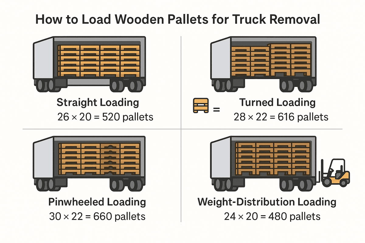 How to Load a Full Truckload of Wooden Pallets onto a Trailer 