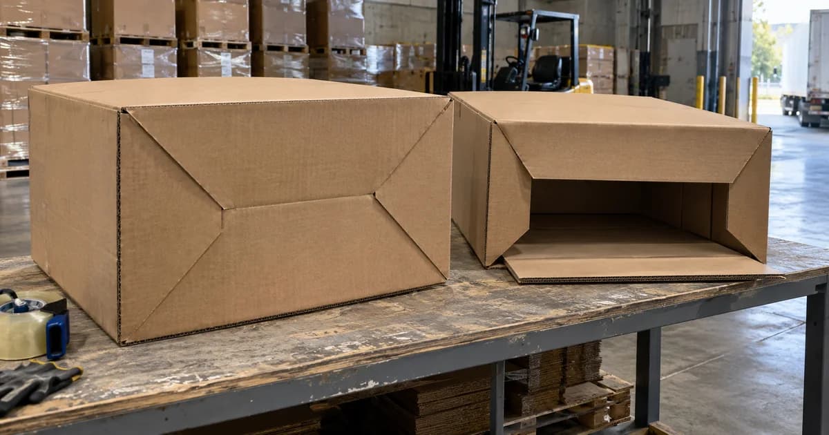 Two Gaylord boxes showing full-flap and partial-flap bottom construction.